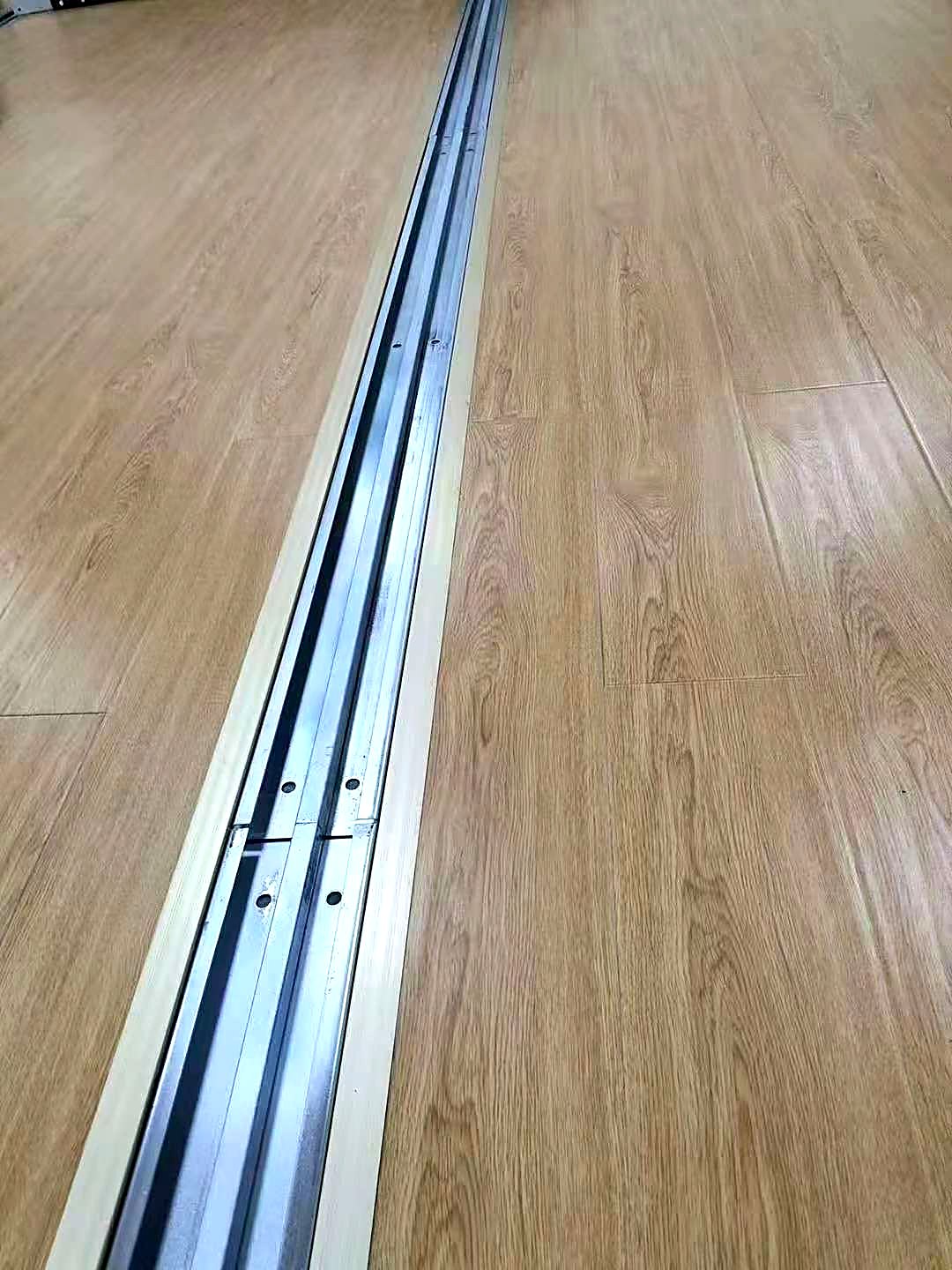 Embedded floor rail for mobile shelving