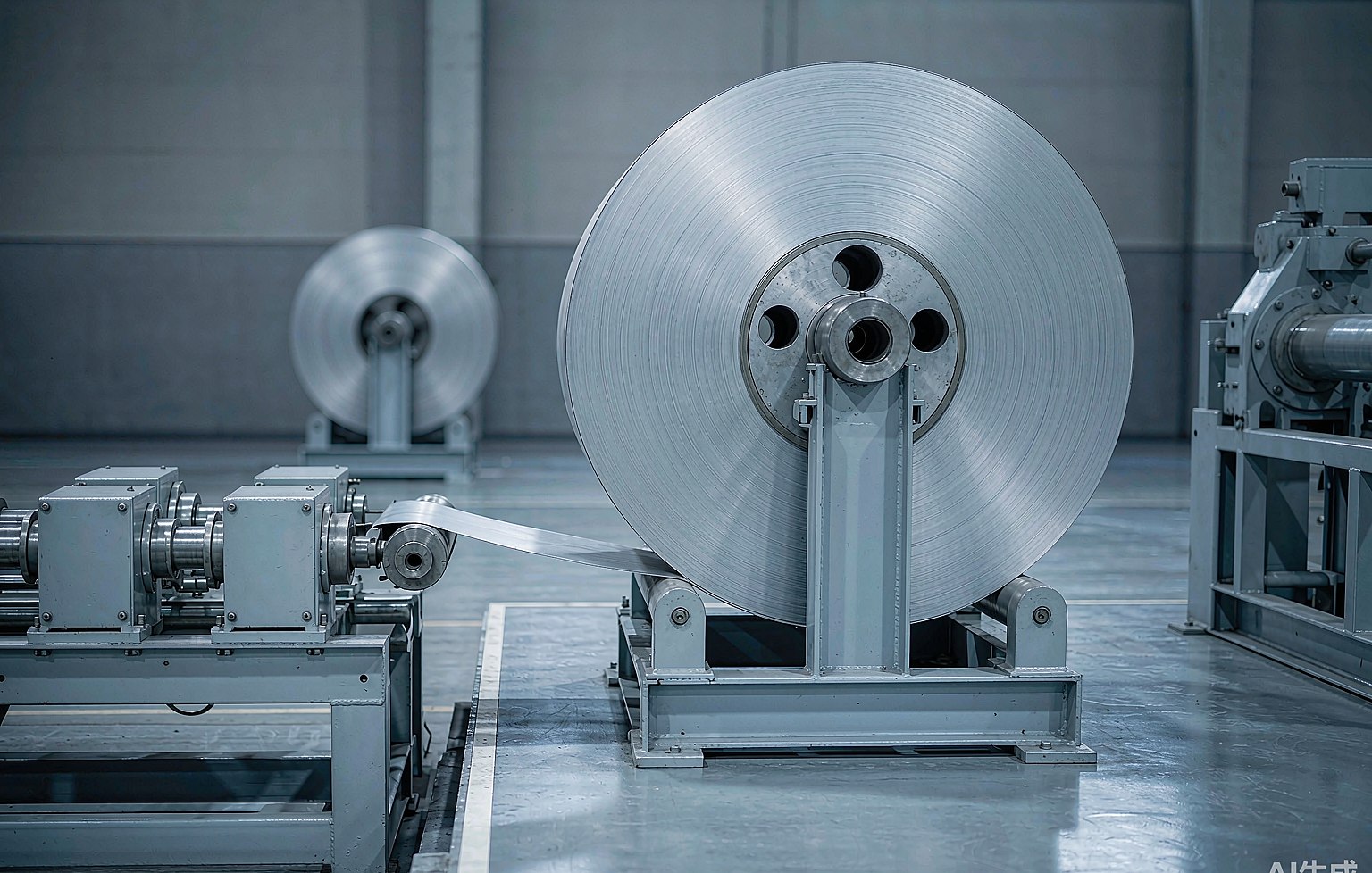 Cold-rolled steel coils on the uncoiling line